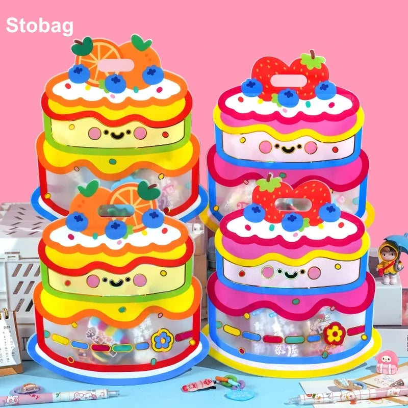 20pcs cute cartoon candy bags with handles – perfect for kids’ snacks, cookies, and birthday party treats.