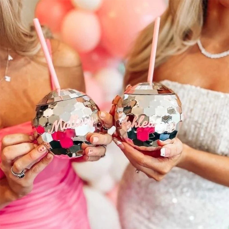 5Pcs Disco Ball Cup with Straw
