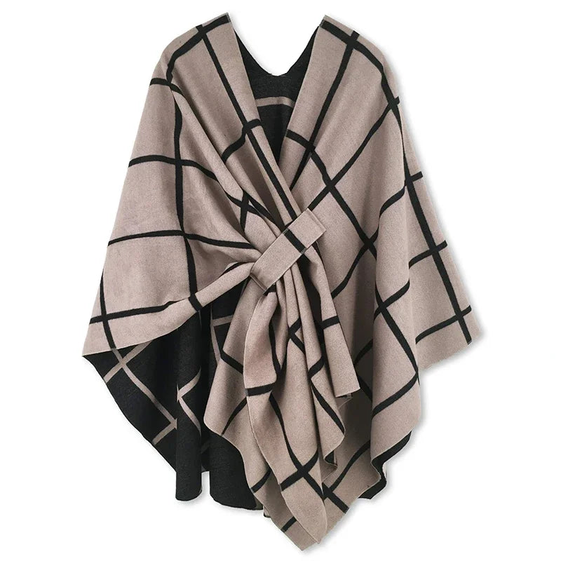 Luxury winter poncho for women, warm, stylish, and perfect for cozy, windproof outing
