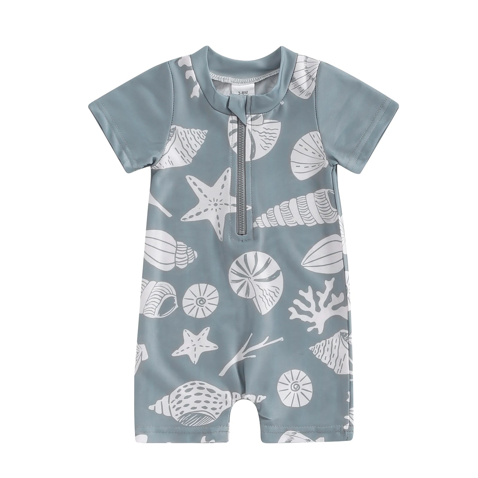 Toddler Boys Cute Sea Swimwear Short Sleeve Zipper Suit