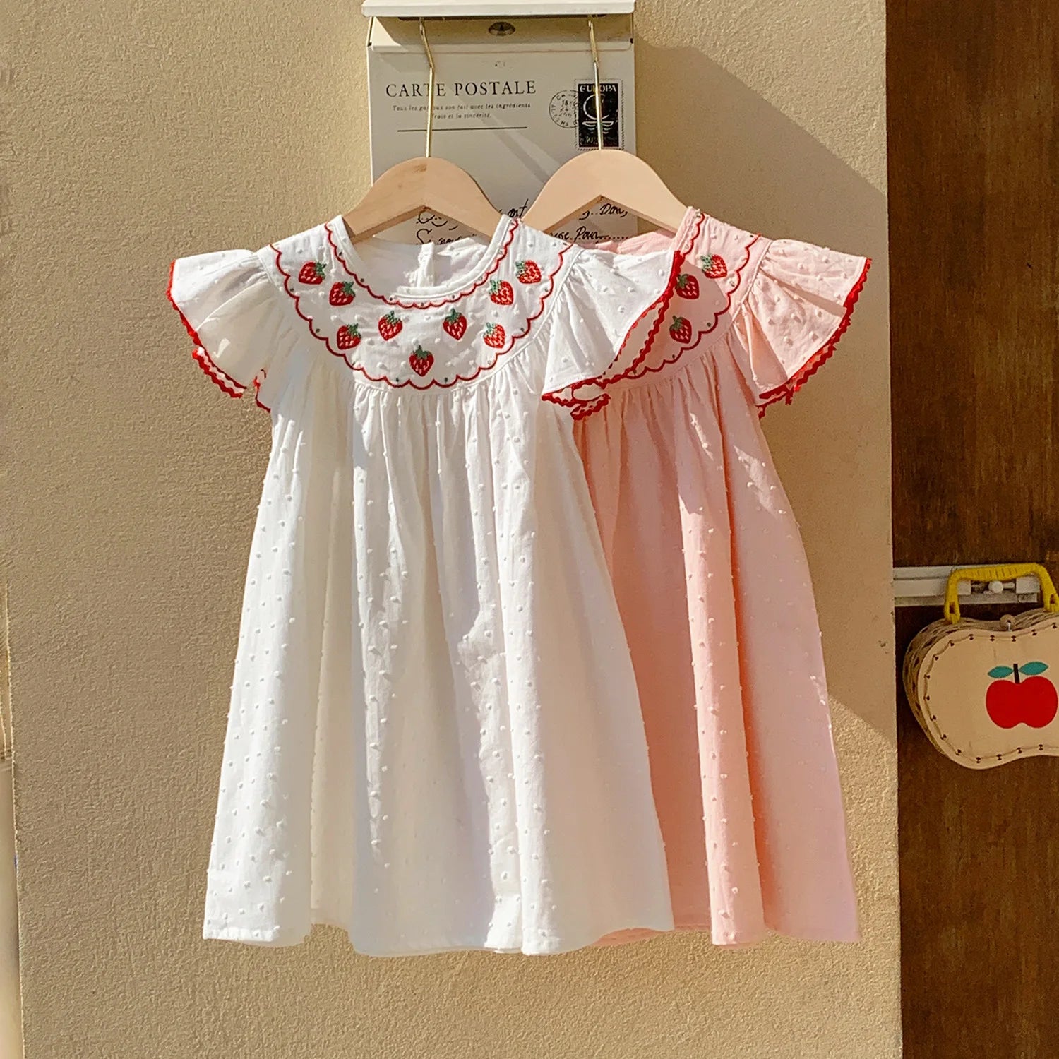 Sweet Strawberry Embroidered Summer Dress for Girls