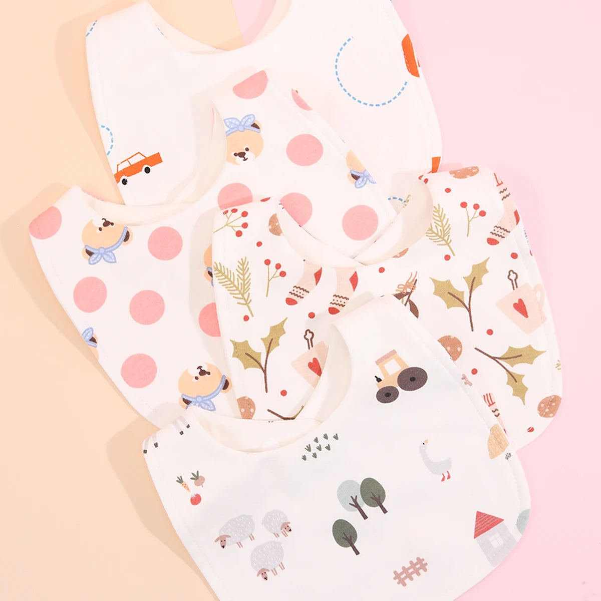 4pcs Cotton Baby Bibs for Boys & Girls
