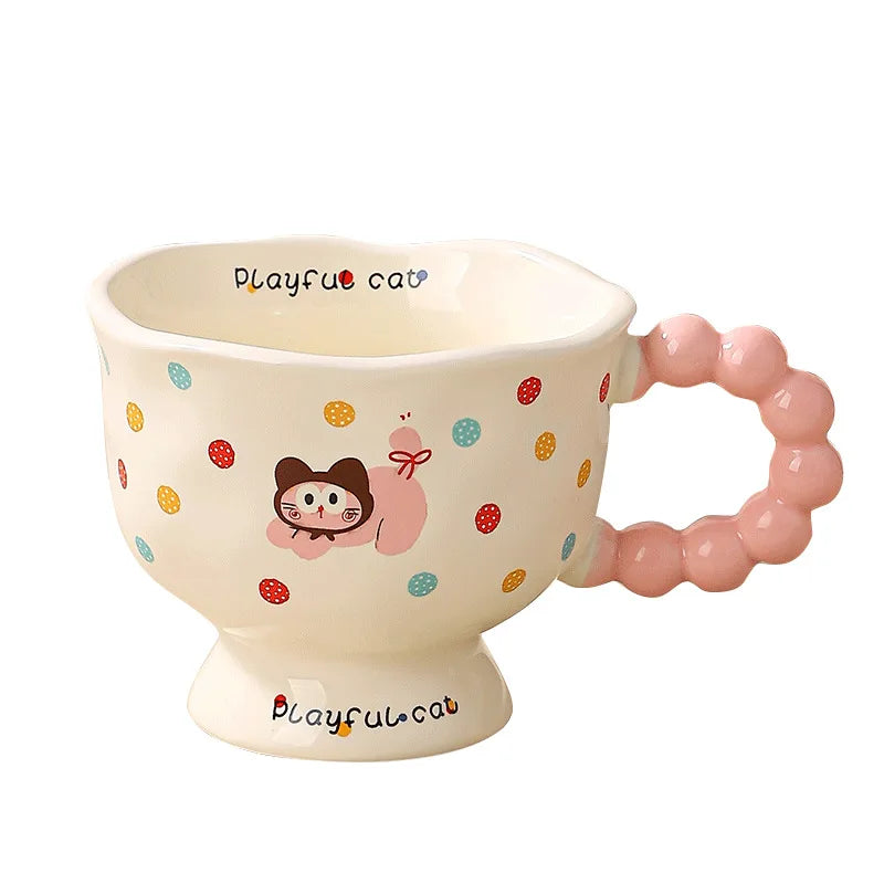 Cute Polka Dot Cartoon Ceramic Coffee Mug