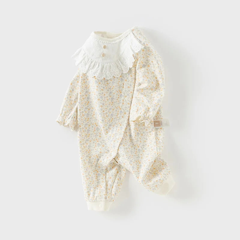 Dave Bella Spring Floral Cotton Romper for Baby Girls