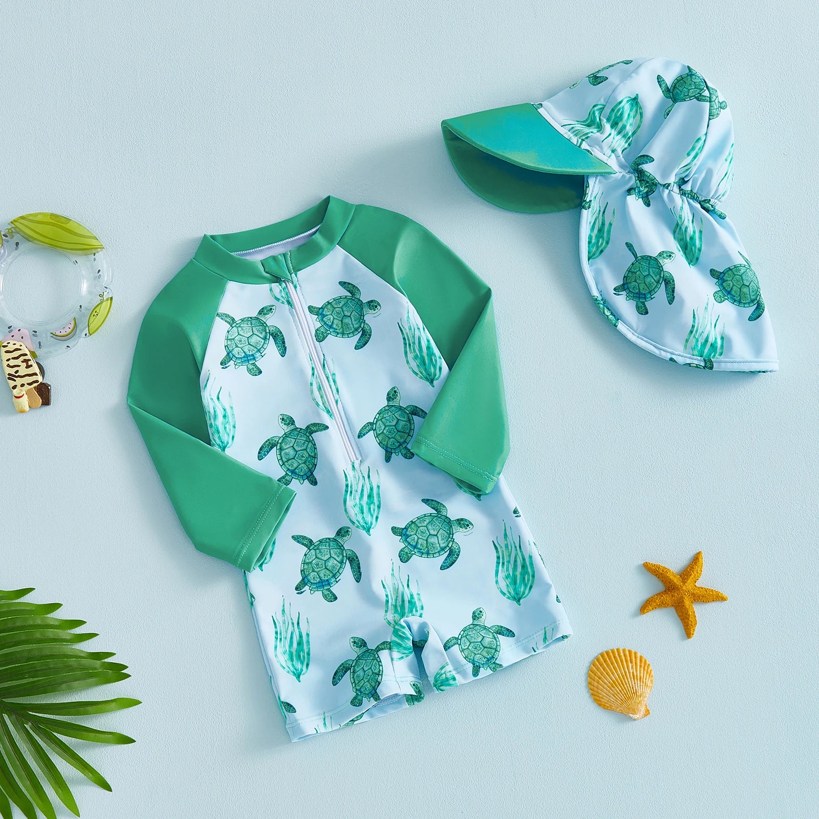 Toddler Boys Swimsuit 2Pcs Set Long Sleeve