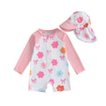 Toddler Girl Long Sleeve Swimsuite with Sunhat Set
