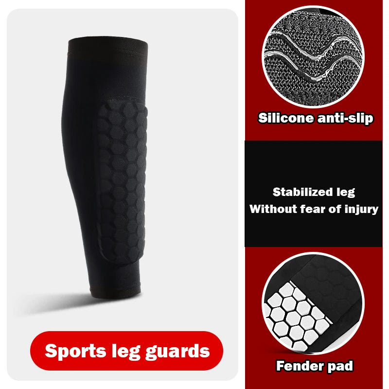 1Pcs Football shin sleeve with protective padding—comfortable, flexible, and perfect for football training and matches