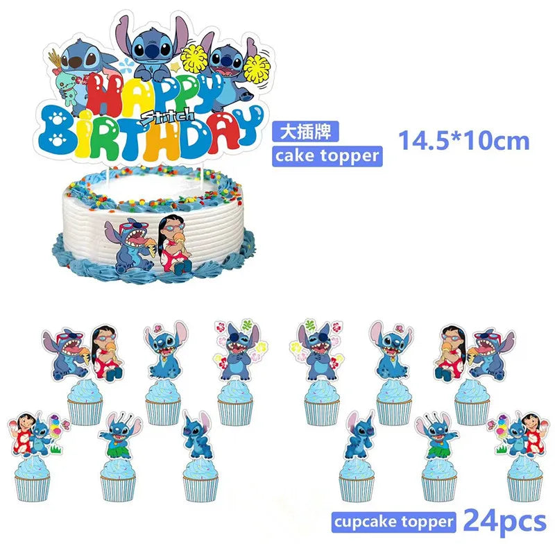Lilo&Stitch Party Supplies Cup, Plates, Tablecloth, Balloons, Cake Toppers, Gift Box Birthday Party Decoration