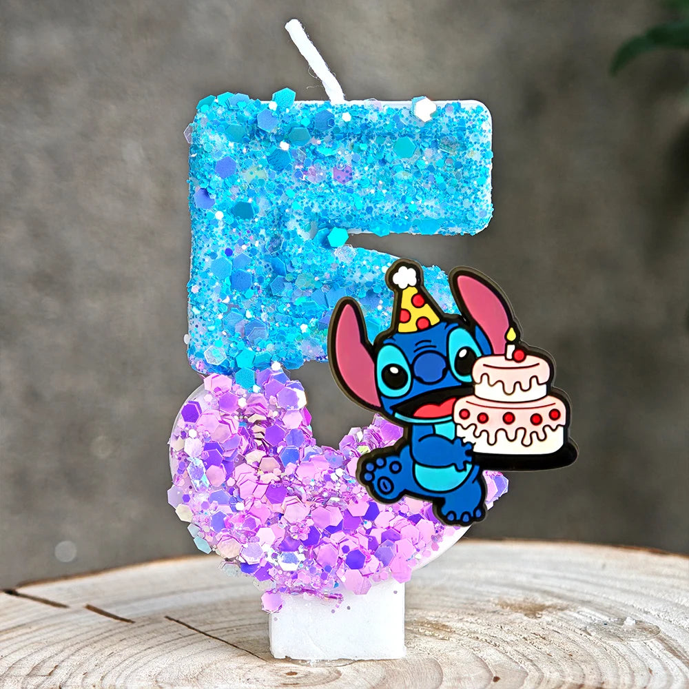Lilo & Stitch Candle Number 0-9 Anime Digital Stitch Angel Children Themed Party Candles Baby Shower Party Gifts