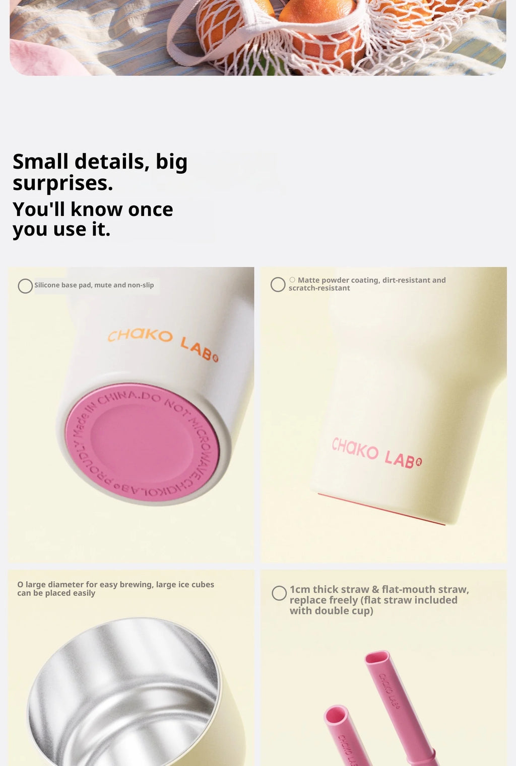 Chakolab Large Capacity Dual Enjoyment Cup High Aesthetic Coffee Cup Portable Detachable Winter Insulated Cup Water glass