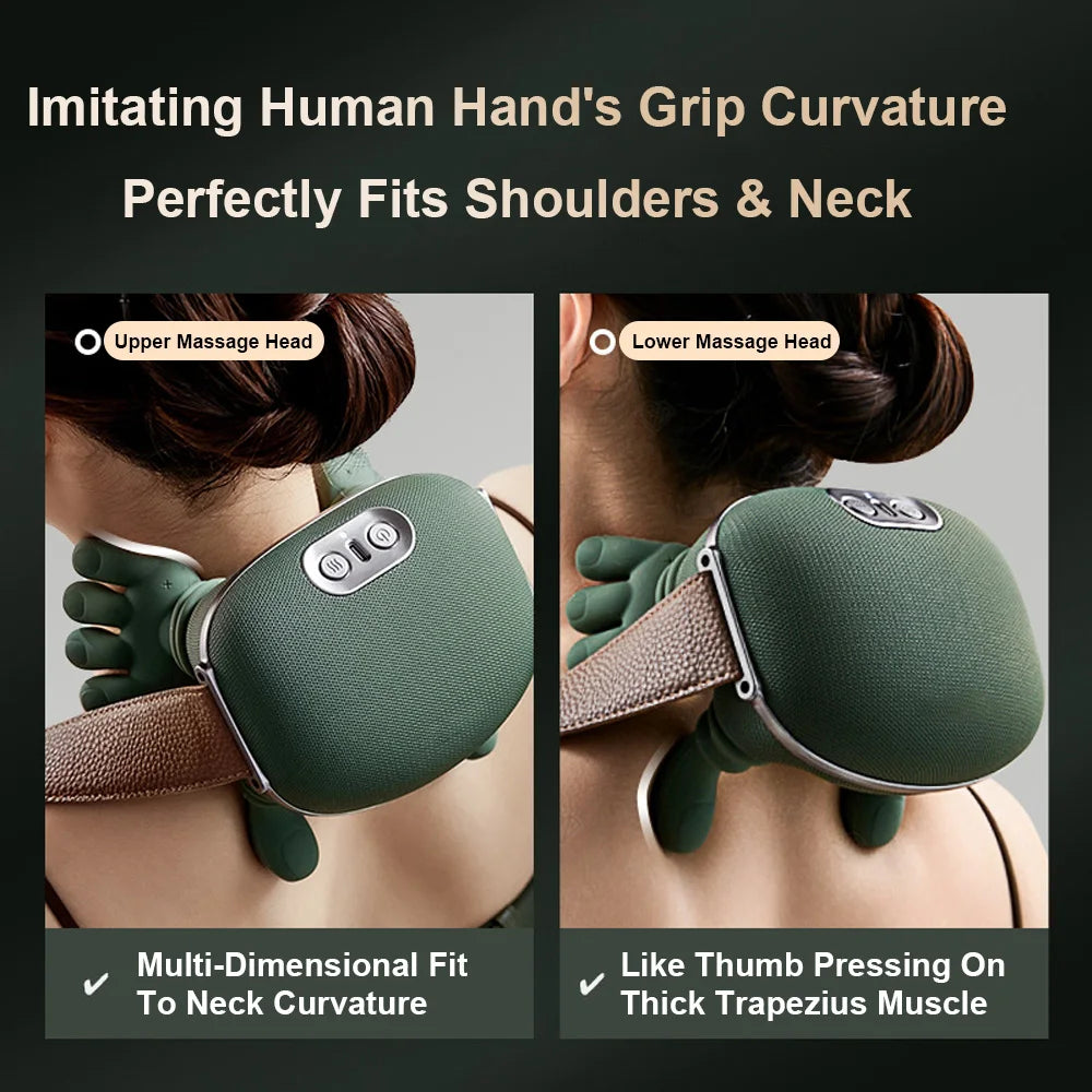Neck Shoulder Massager Finger Pressure Shiatsu Neck Back and Shoulder Massager Electric Kneading Neck Deep Massage Muscle Relax