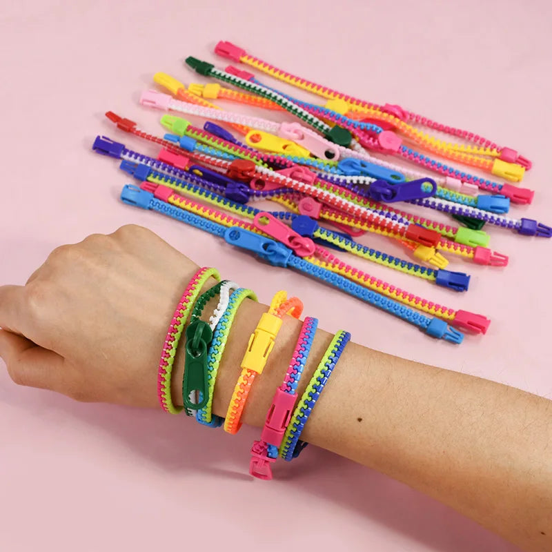12/24pcs zipper bracelets – fun anti-stress fidget toys for kids party favors