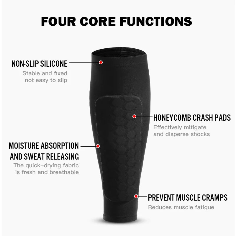 1Pcs Football shin sleeve with protective padding—comfortable, flexible, and perfect for football training and matches