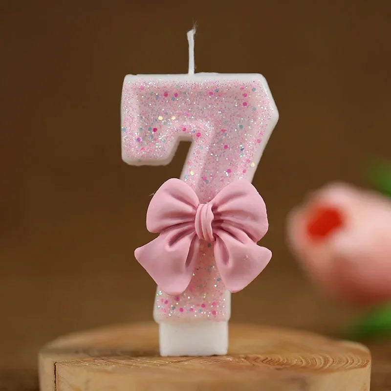 Cute Pink ,blue 3D Number Cake Candles for Birthday Party Decorations