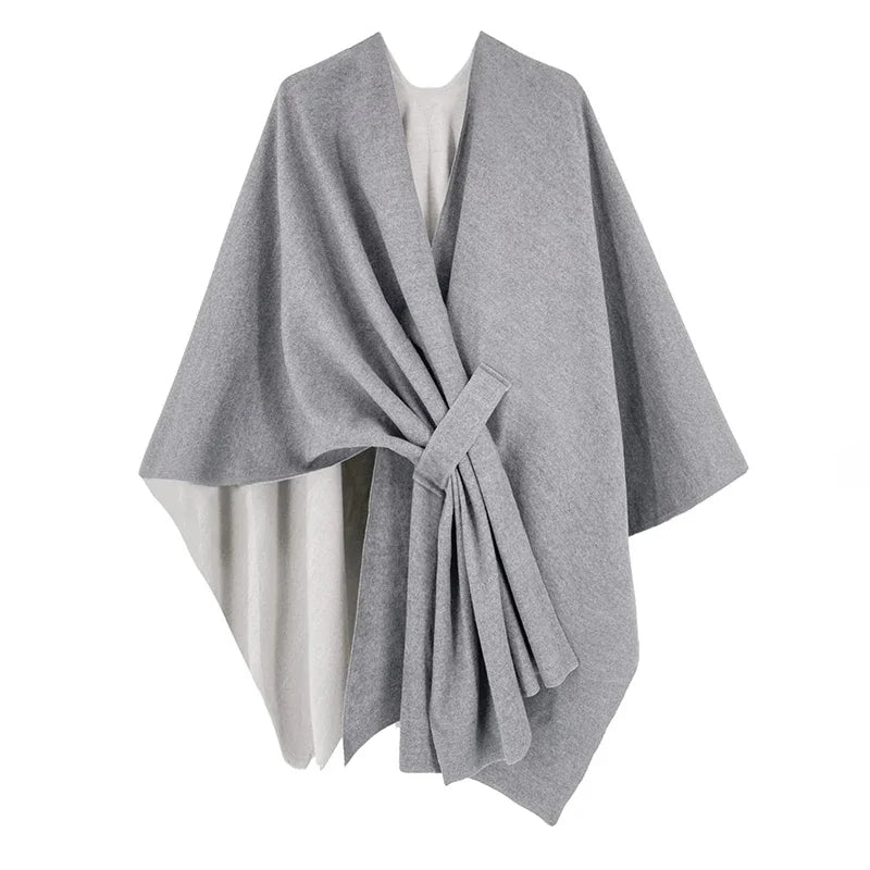 Luxury winter poncho for women, warm, stylish, and perfect for cozy, windproof outing