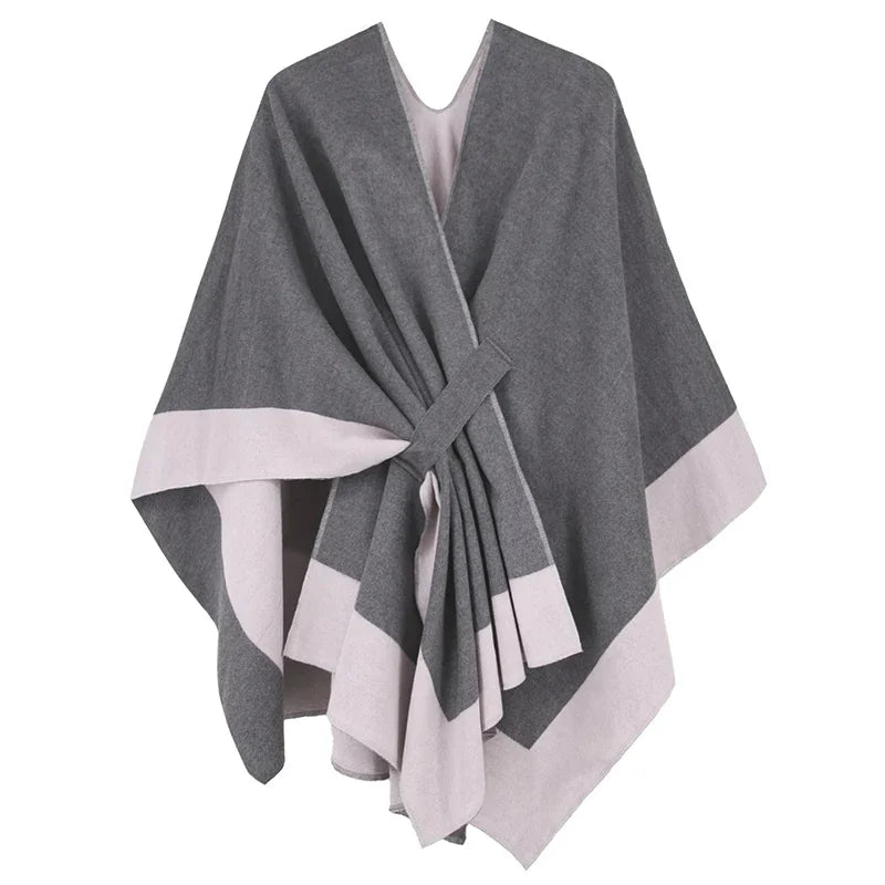 Luxury winter poncho for women, warm, stylish, and perfect for cozy, windproof outing