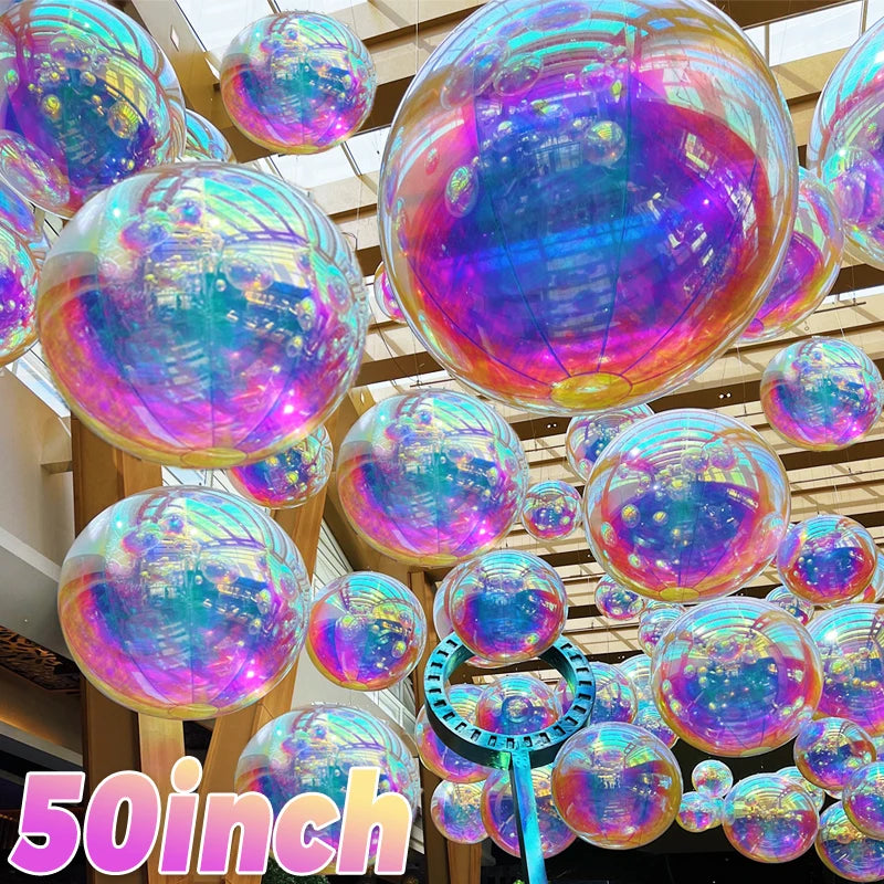 24/32/50Inch Rainbow Mirror Balloon Round Aluminum Foil Balloons Inflatable