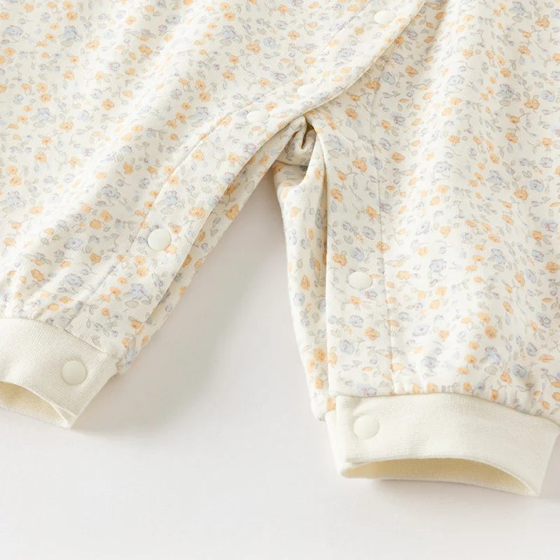 Dave Bella Spring Floral Cotton Romper for Baby Girls
