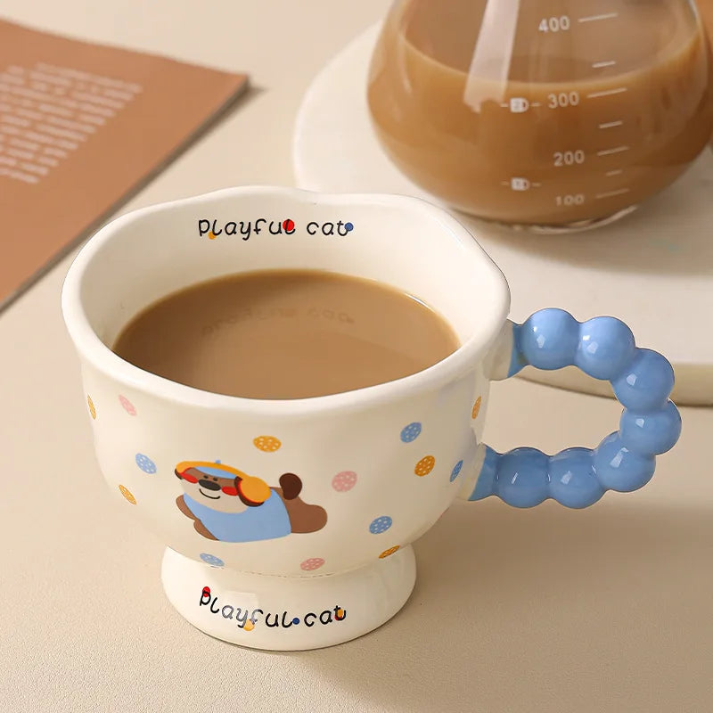 Cute Polka Dot Cartoon Ceramic Coffee Mug