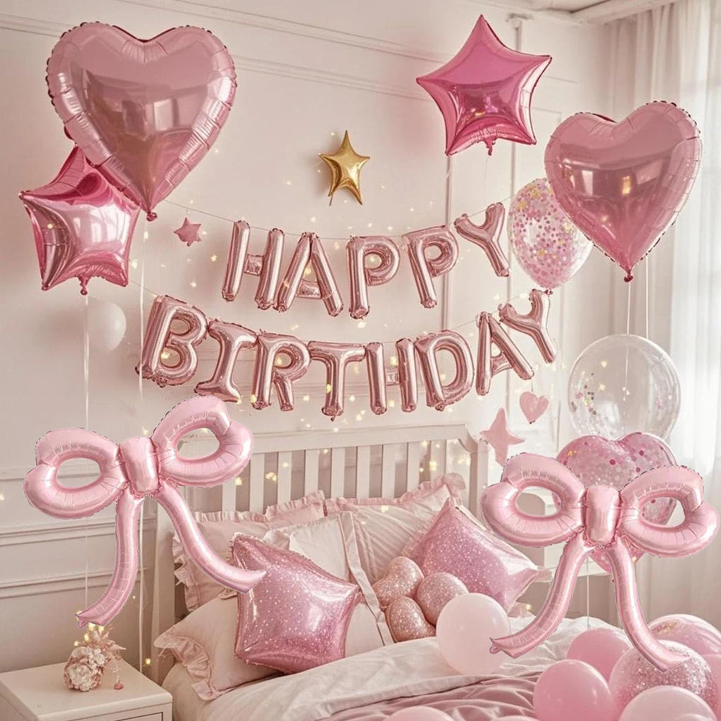 Pink balloon set birthday