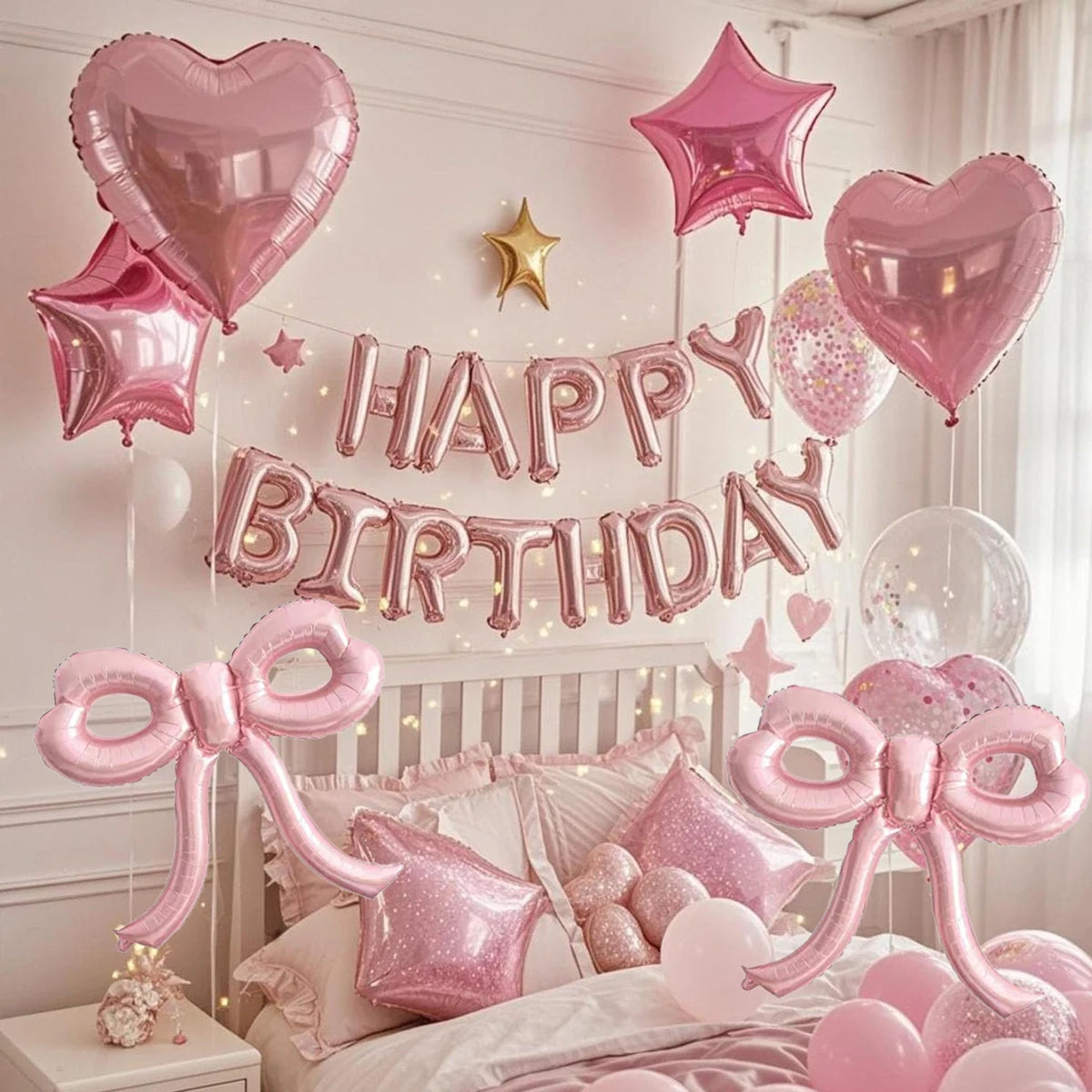 Pink balloon set birthday