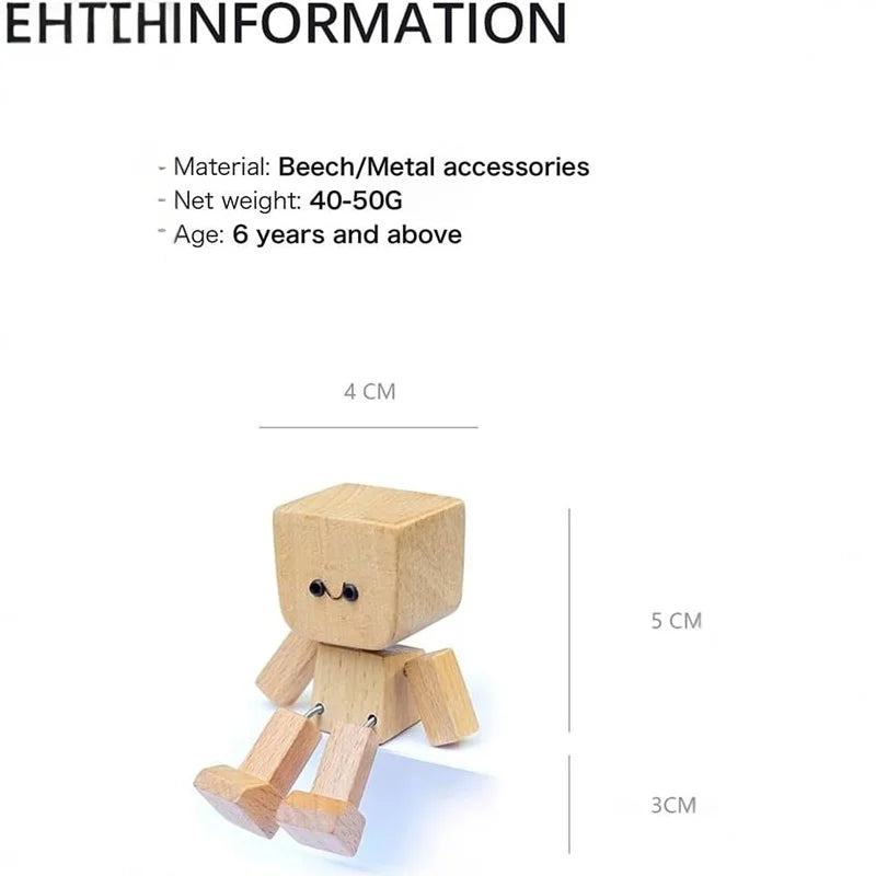 Shaking Man Statue Handmade Wooden Man Figurine with Shaking Feet , Unique Car  Decoration