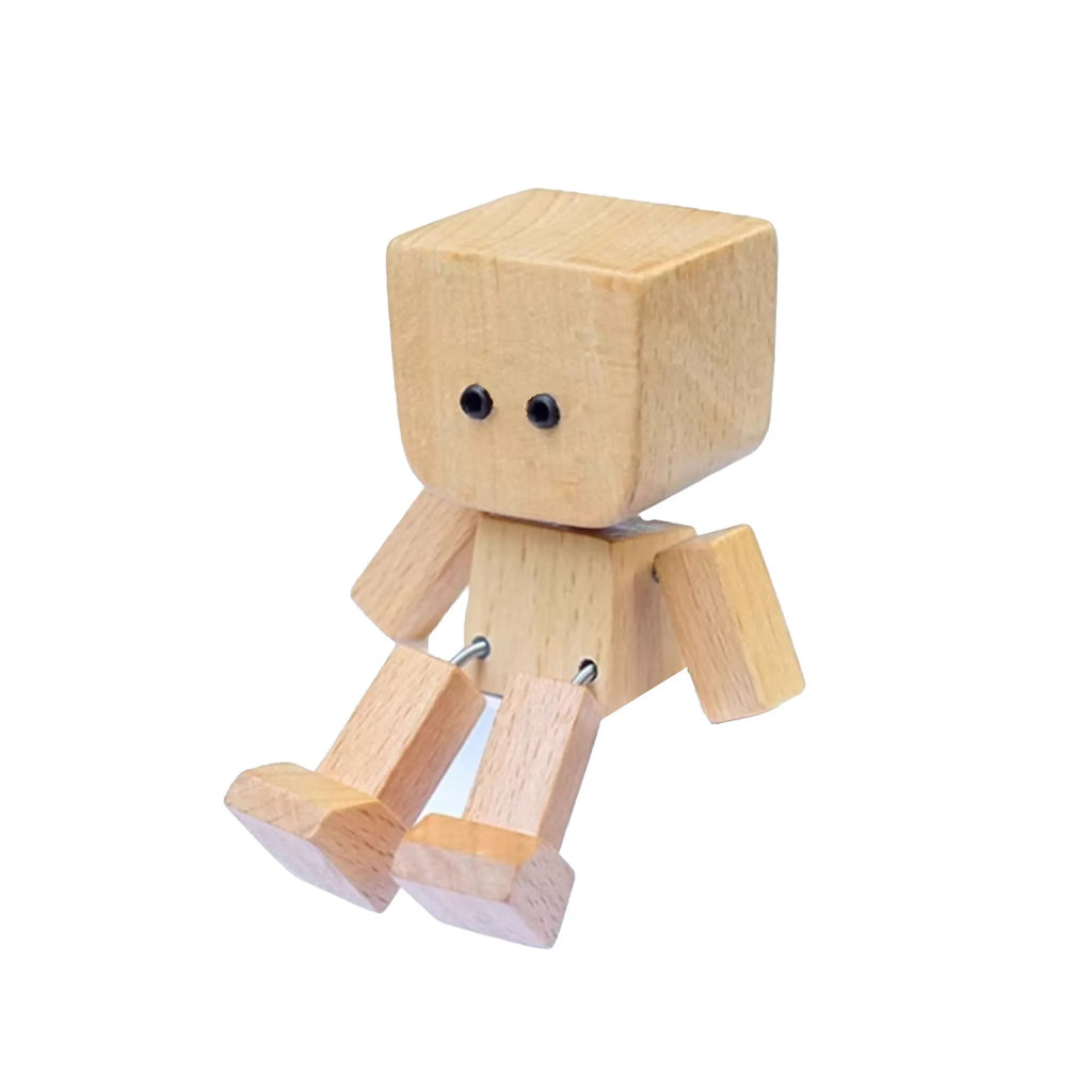 Shaking Man Statue Handmade Wooden Man Figurine with Shaking Feet , Unique Car  Decoration