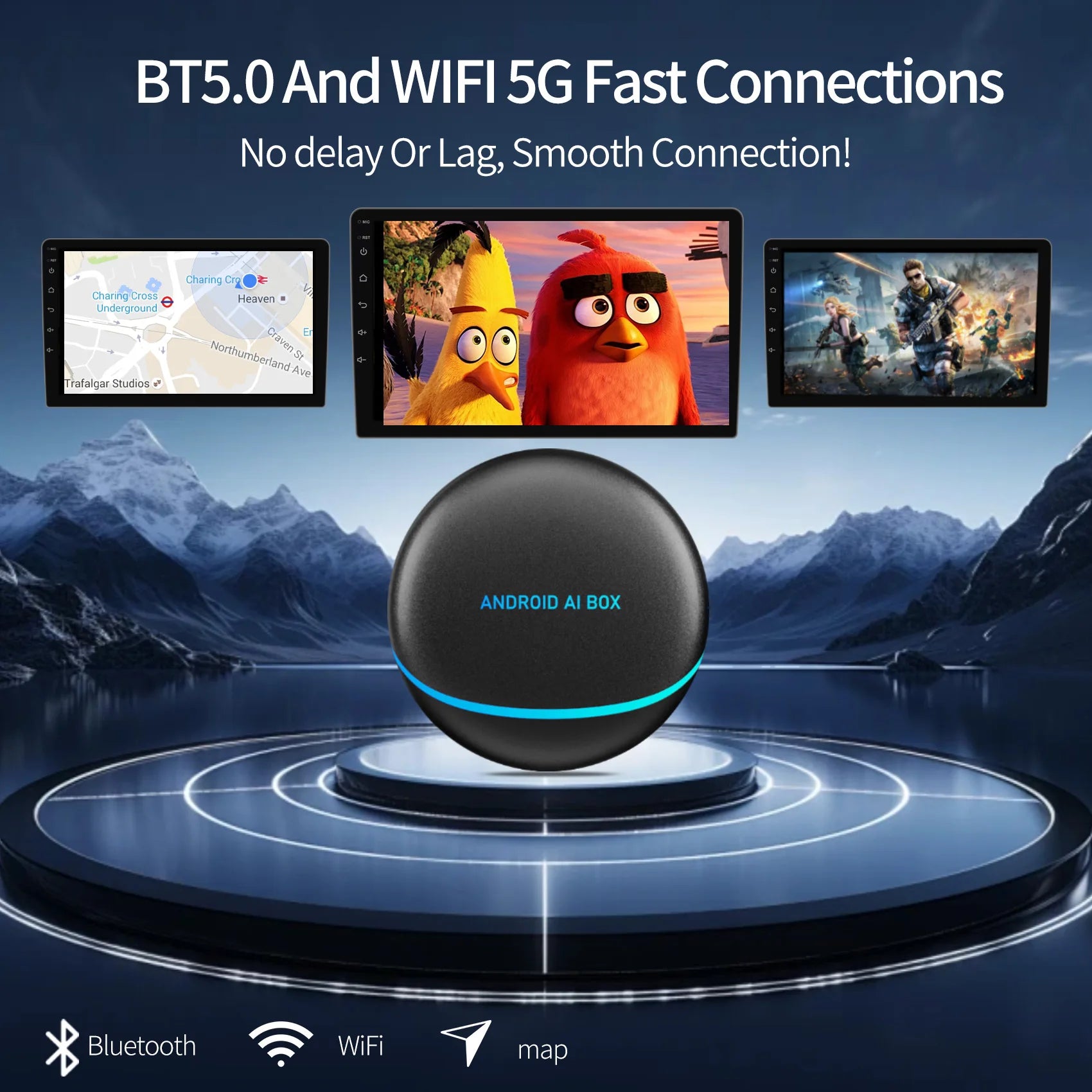 Android 12 UHULAMB Android Auto Wireless CarPlay AI TV Box QCM665 8-Core Split Screen 8+128G For Netflix YouTube Play Store BT