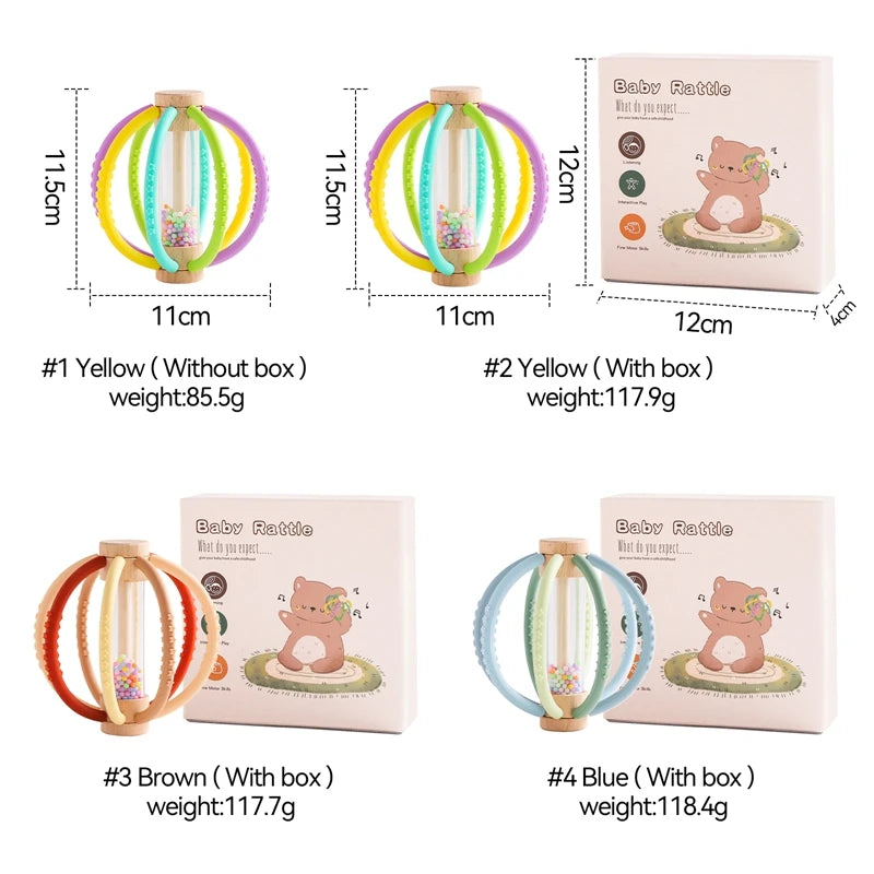 Baby Wooden Rain Drum Rattle – Sensory & Teething Toy
