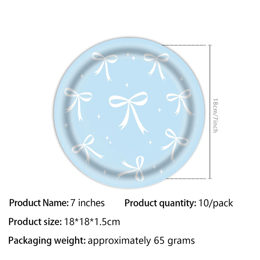 Blue bow disposable cutlery party decoration birthday dinner plate towels paper cups Happy Birthday Banner supplies