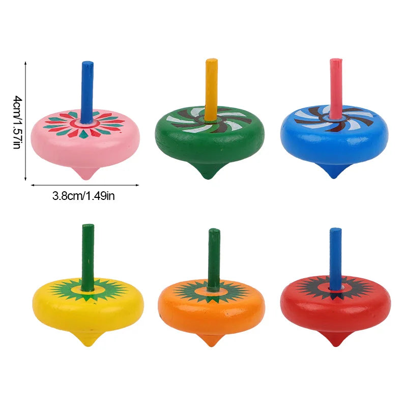 12/24pcs mini wooden spinning tops – fun finger toys for kids’ party favors.