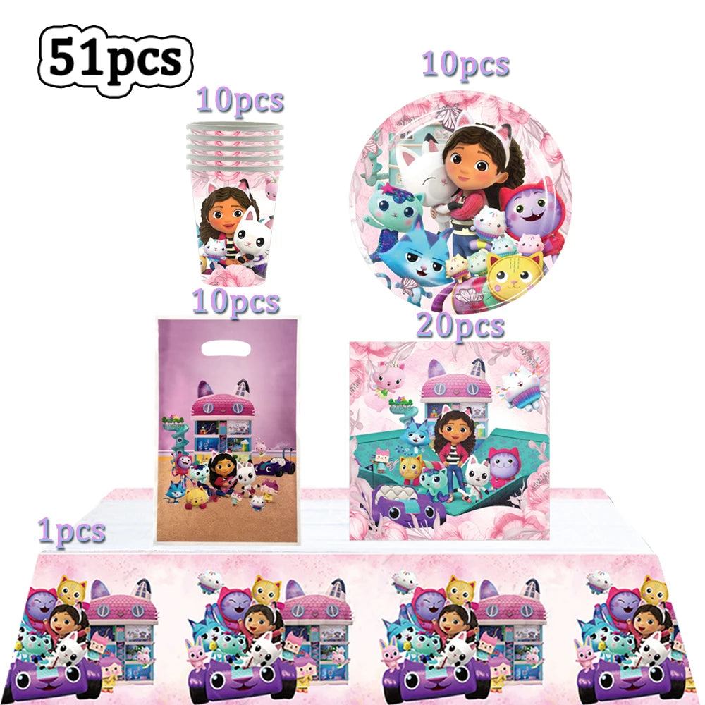 Gabby Doll House Party Tableware Set for Girls