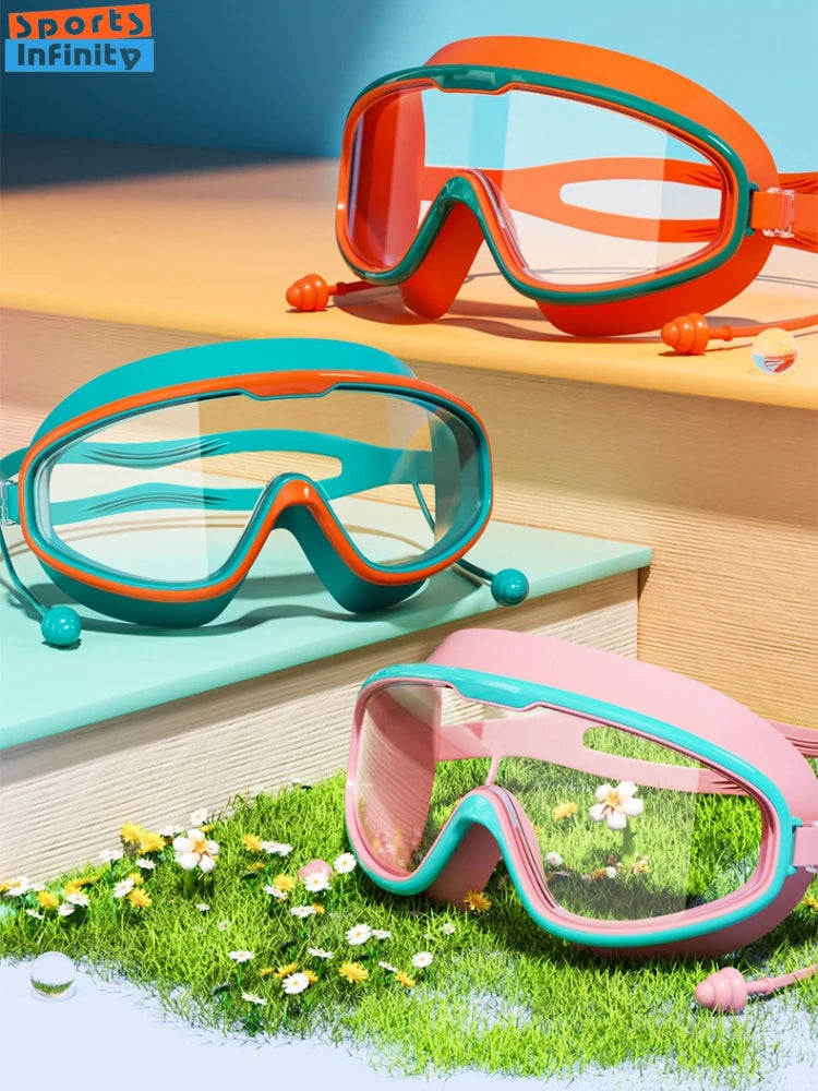 Goggles Large Frame Waterproof and Anti Fog Swimming