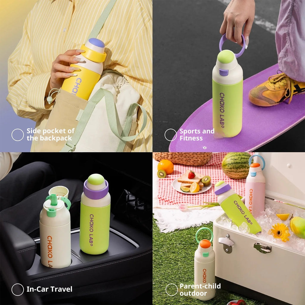 Chakolab 550/700ML Large Capacity Sports Water Cup Portable Insulated Straw Cup Stainless Steel Coffee Water Glass