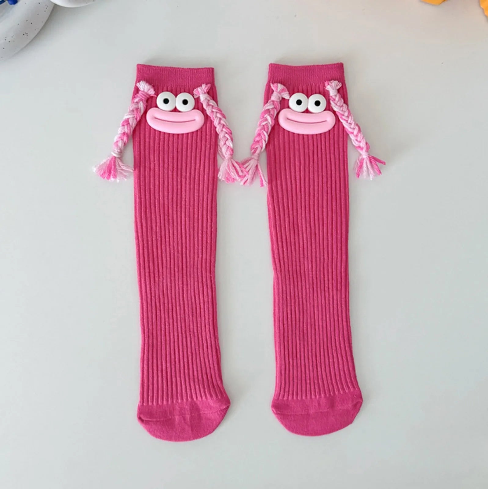 Sweet Girl Mid Length Kawaii Cartoon Colorful Big Mouth Braids Funny Long Socks Princess Baby Kids Cute Over Knee High Stockings