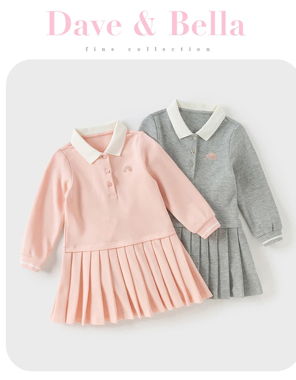 Dave Bella Brand Girl Polo Dress Autumn Long Sleeve Princess