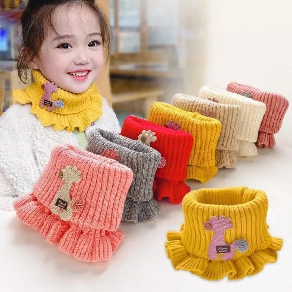 Warm, soft knitted scarf for kids, colorful, cozy, and perfect for winter.