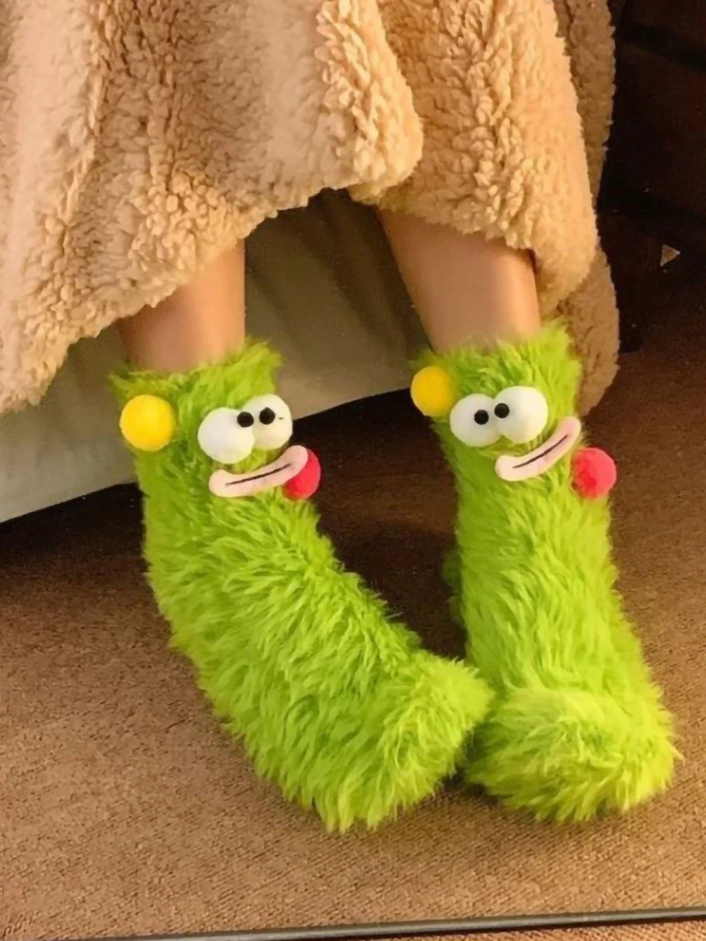 1 Pair of Funny Sleep Socks, Ugly, Cute and Versatile Little Monster Socks