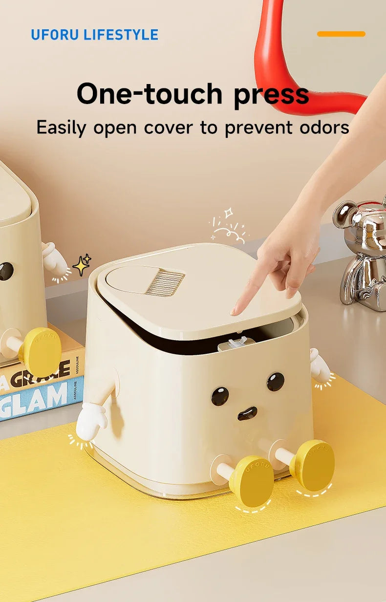 Modern Desktop Garbage Bin – Easy Press Lid Design