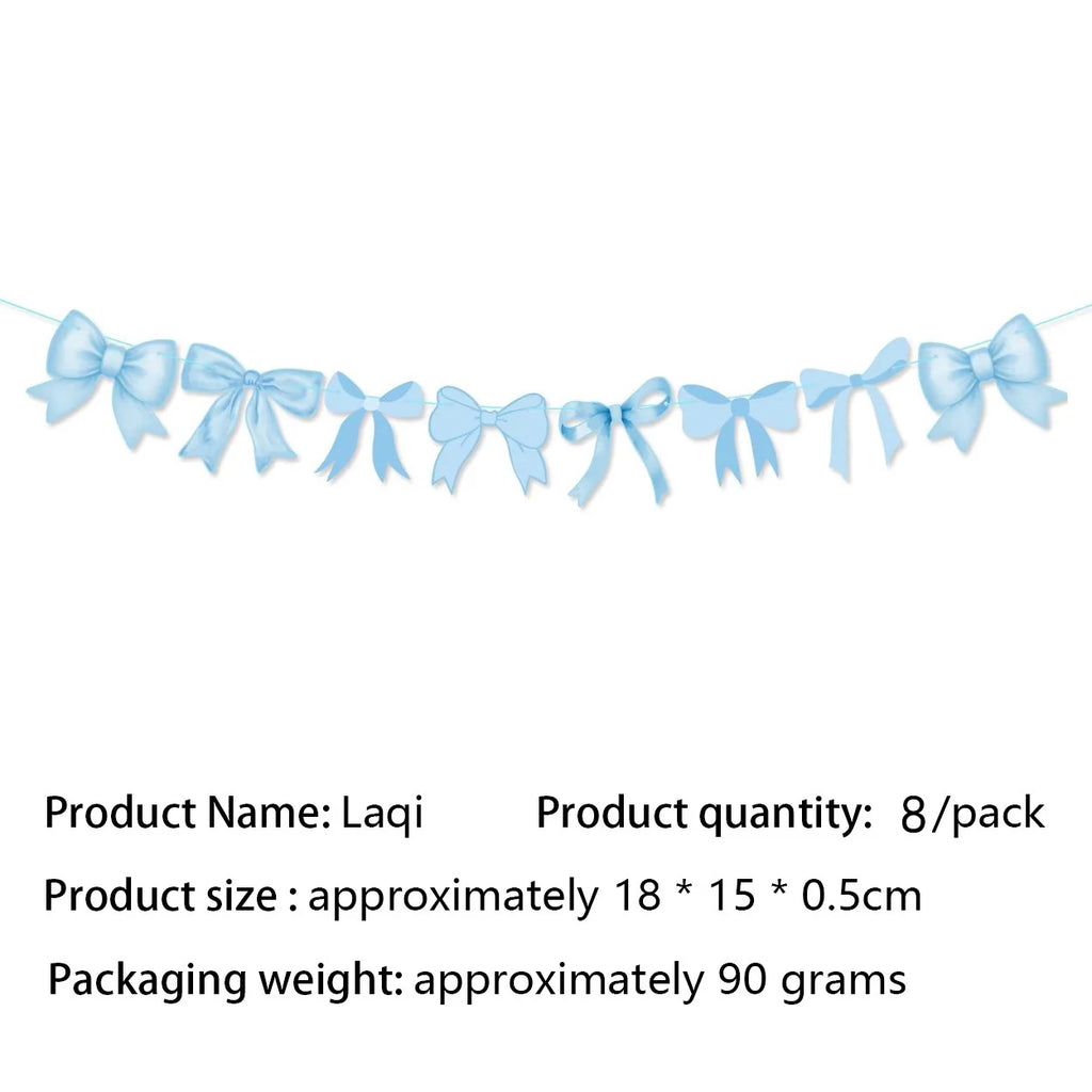 Blue bow disposable cutlery party decoration birthday dinner plate towels paper cups Happy Birthday Banner supplies