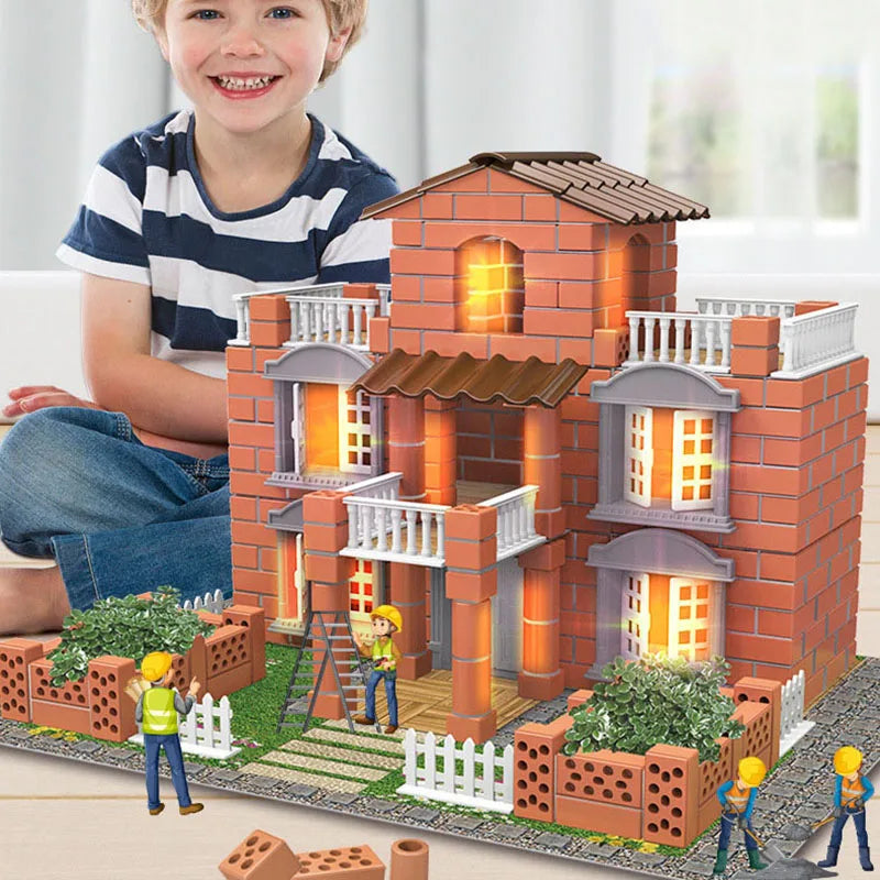 Brick Dollhouse Casa Miniature With LED Kit Mini Villa Building Model Doll Houses Assemble Toy for Children Gifts