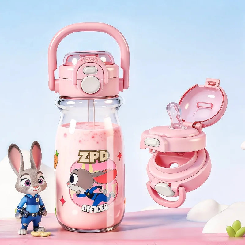 Zootopia Kids Water Bottle with Straw & Handle