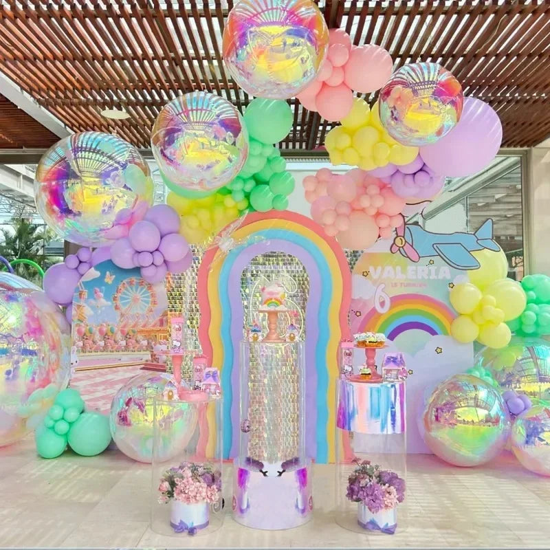 24/32/50Inch Rainbow Mirror Balloon Round Aluminum Foil Balloons Inflatable