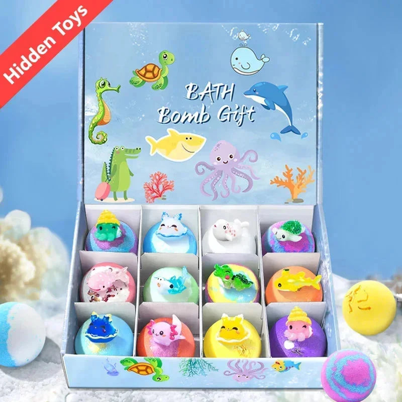 12Pcs Children's Ocean Bath Ball With Hidden Toys