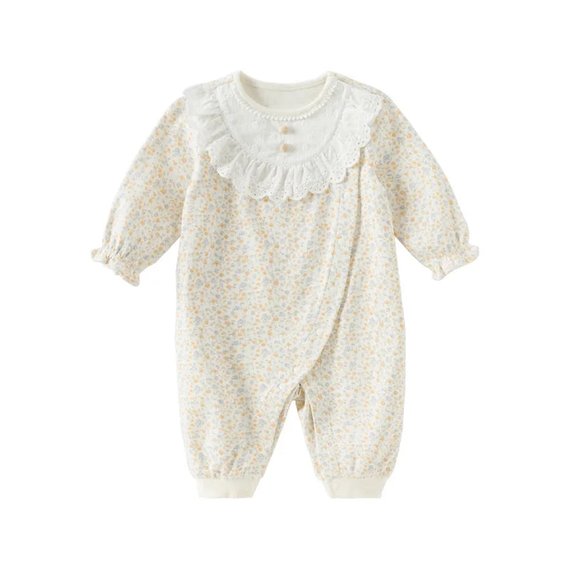 Dave Bella Spring Floral Cotton Romper for Baby Girls