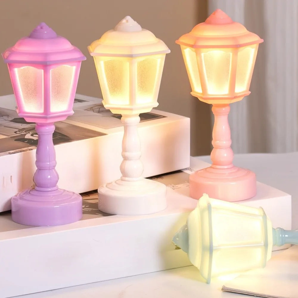 Miniature Flower Bud Table Lamp Night Light Furniture Home Model Decor Toy Doll, House Accessories Table