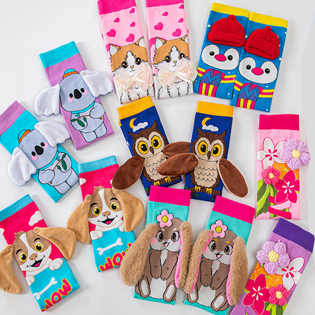 Cute Cartoon Animal Knee-High Socks for Kids