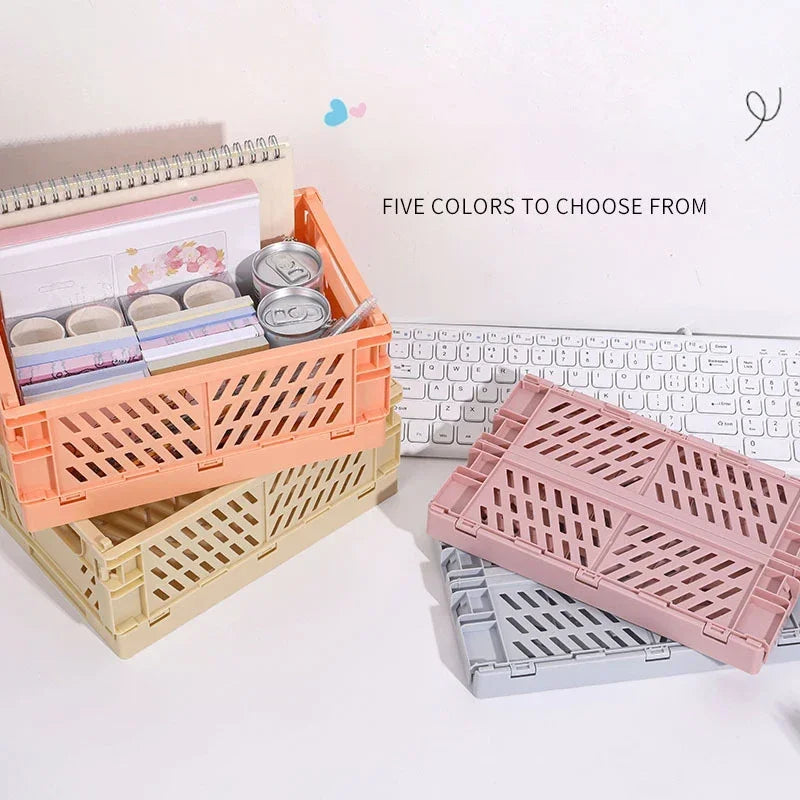 Foldable Desktop Storage Basket – Multi-Color Organizer Box