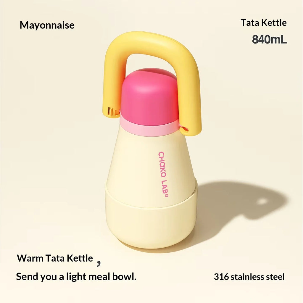 Chakolab 840ML Large Capacity Tata Kettle 316 Stainless Steel Anti Scalding Falling Coffee Cup Portable Straw Thermos Water