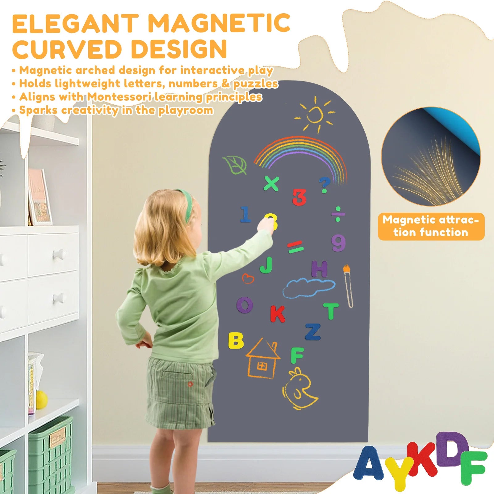 Magnetic Chalkboard Wall Sticker for Kids Playroom